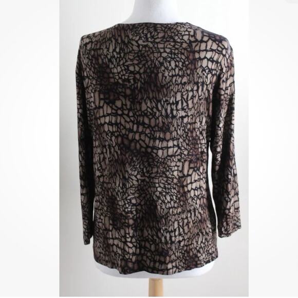 Chico's Traveler Leopard Print Shirt Sz 3 XL Art-to-Wear Animal 3/4 Sleeve Wrap - Picture 2 of 13